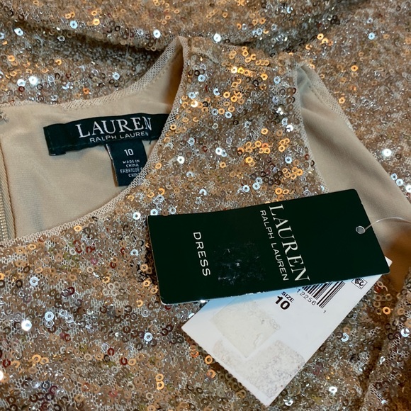 Lauren by Ralph Lauren Gold Sequence Sleeveless Dress, size 10, NWT $150 - Picture 4 of 11